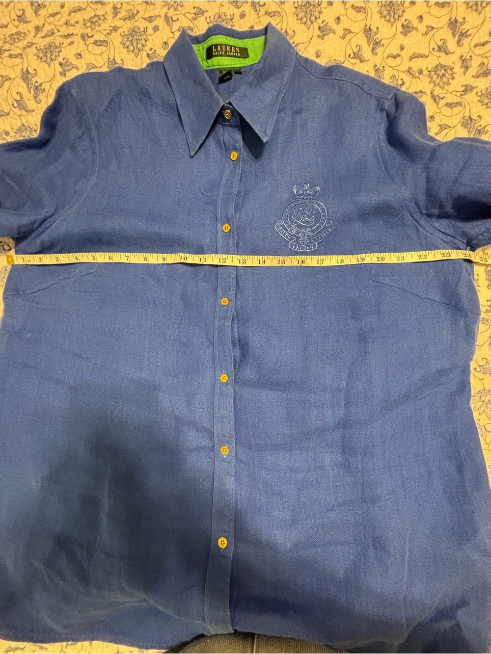 Lauren Ralph Lauren women’s plus size 1X Blue Button down shirt 3/4 Sleeve - Picture 9 of 11